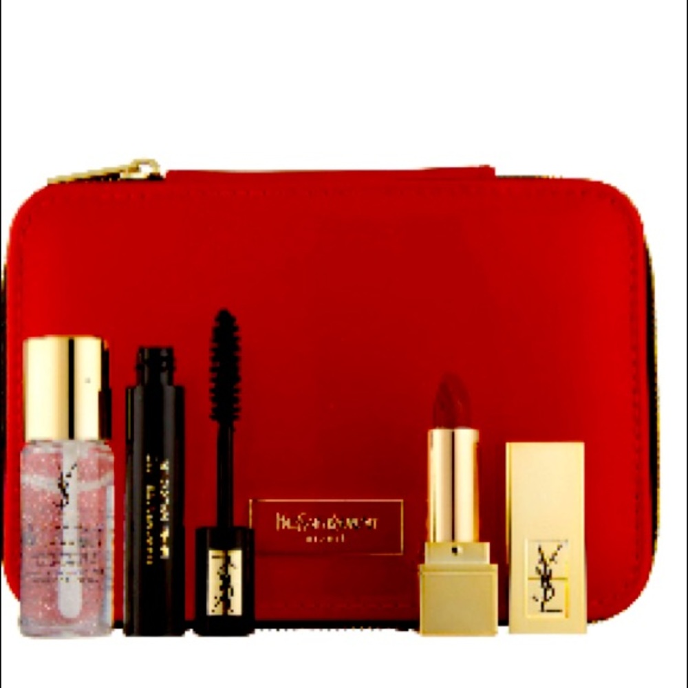 Yves Saint Laurent (YSL) make up set and Beaute Cosmetic Vanity box/case- RED